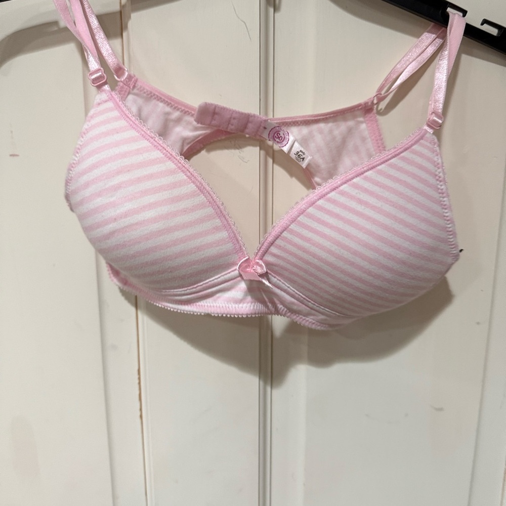 So Pink & White Stripe Bra